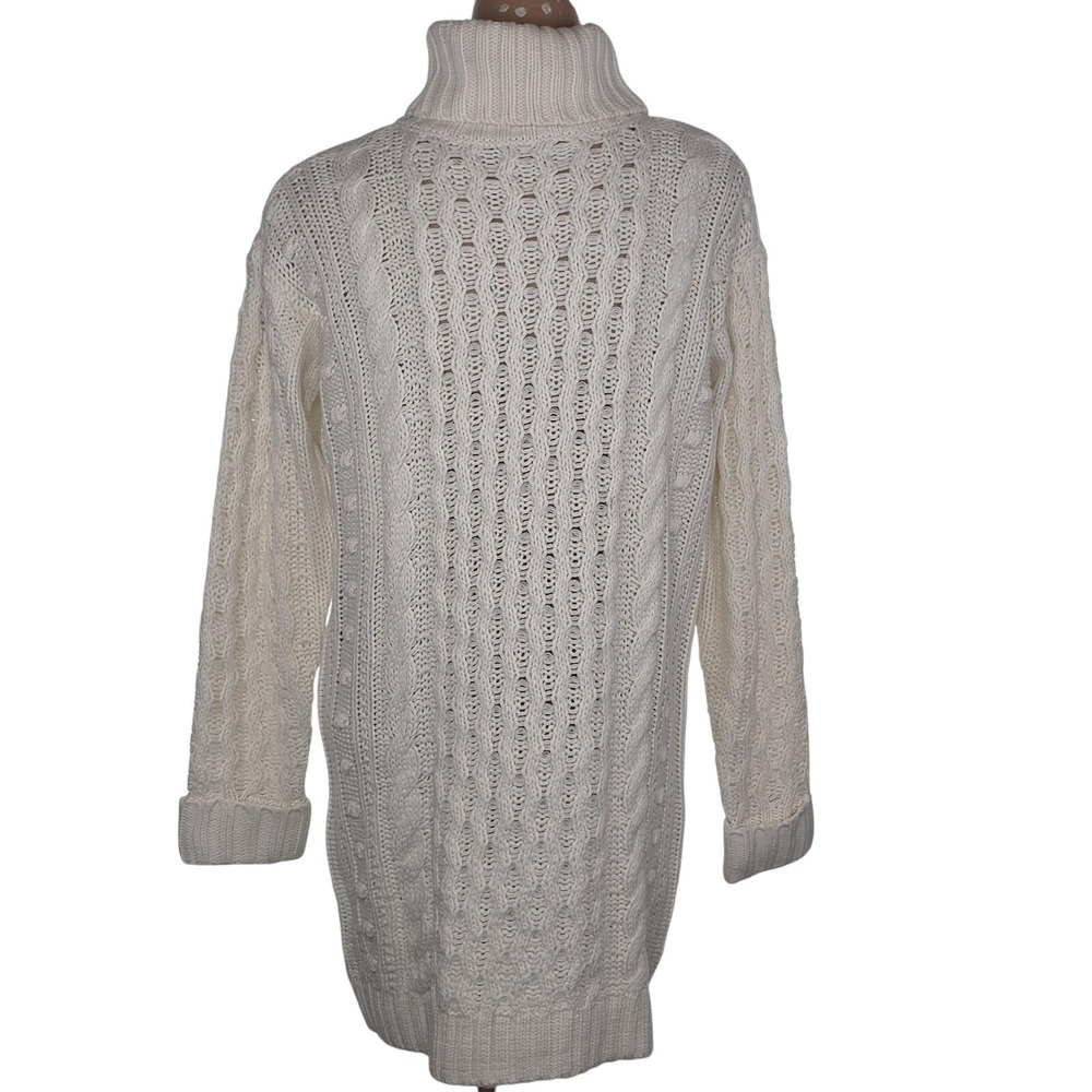525 Sweater Womens XS White Cable Knit Turtleneck Long Sleeve Pullover Casual - Picture 3 of 10